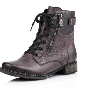 Remonte Women's Embossed Grey Leather Winter Boots, Size EUR 42